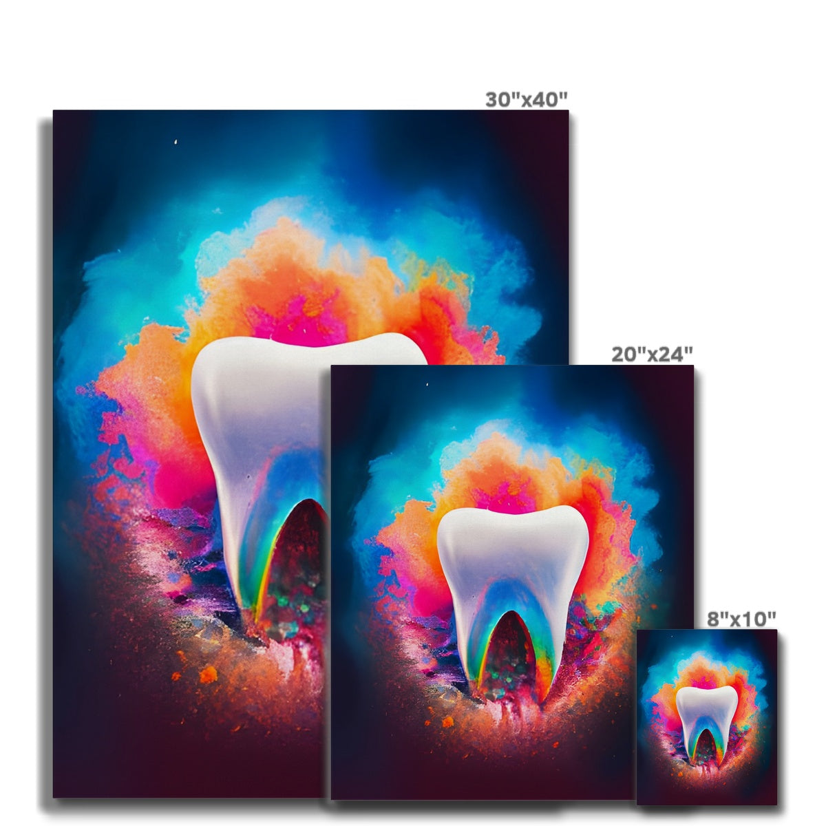 Tooth in Front of a Colour Explosion Canvas Prodigi