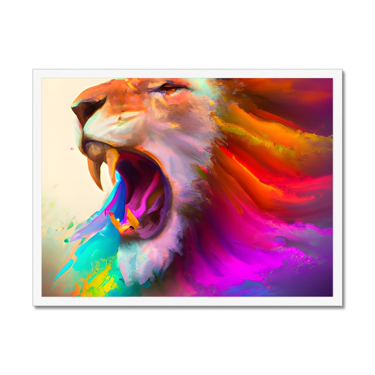 Lion with a Rainbow Mane Framed Print Prodigi