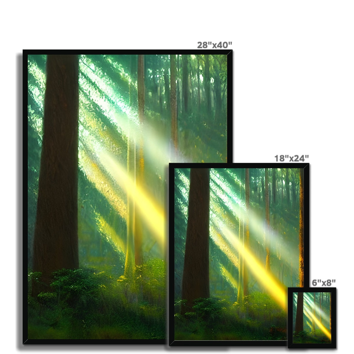 A Ray of Light in the Forest Framed Print Prodigi