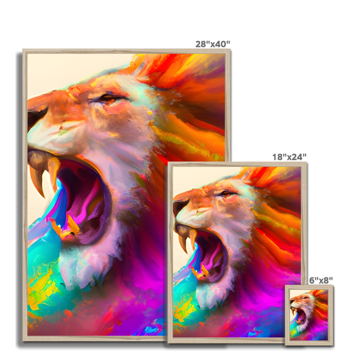 Lion with a Rainbow Mane Framed Print Prodigi