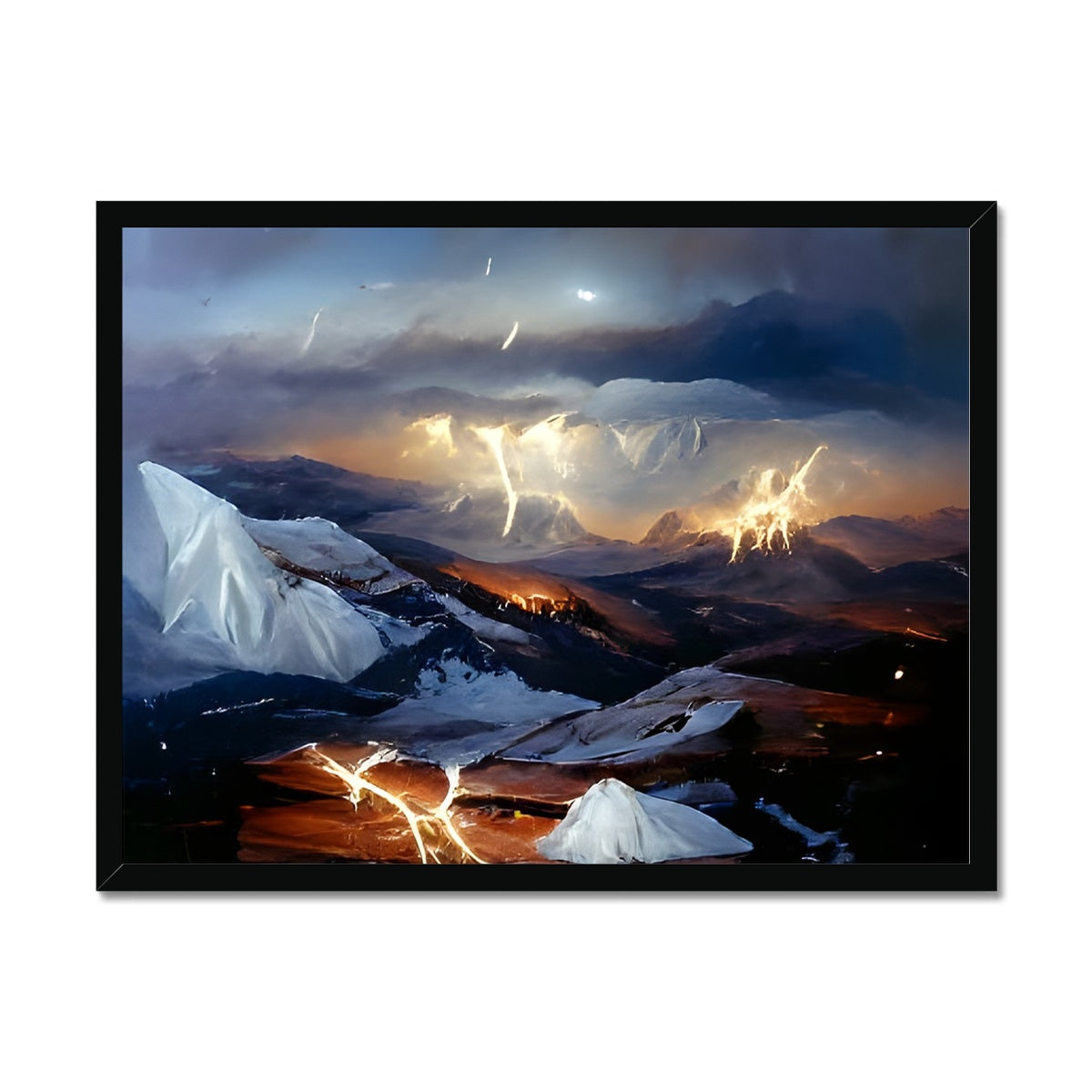 Mountains with Lightning Framed Print Prodigi