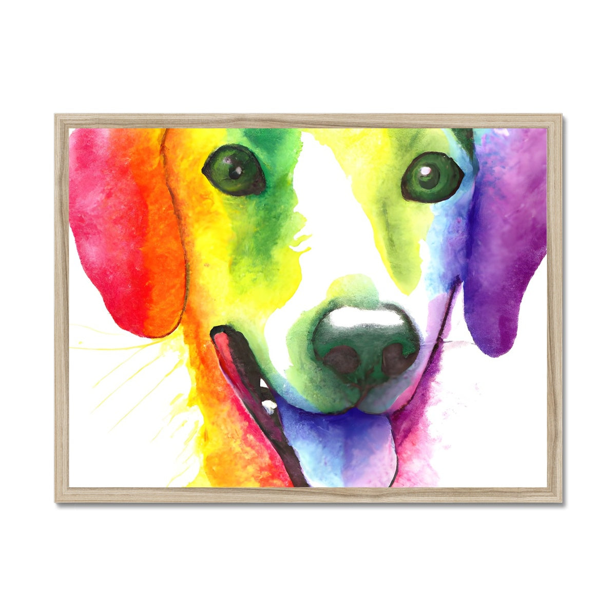 Happy Rainbow Dog Framed Print Prodigi