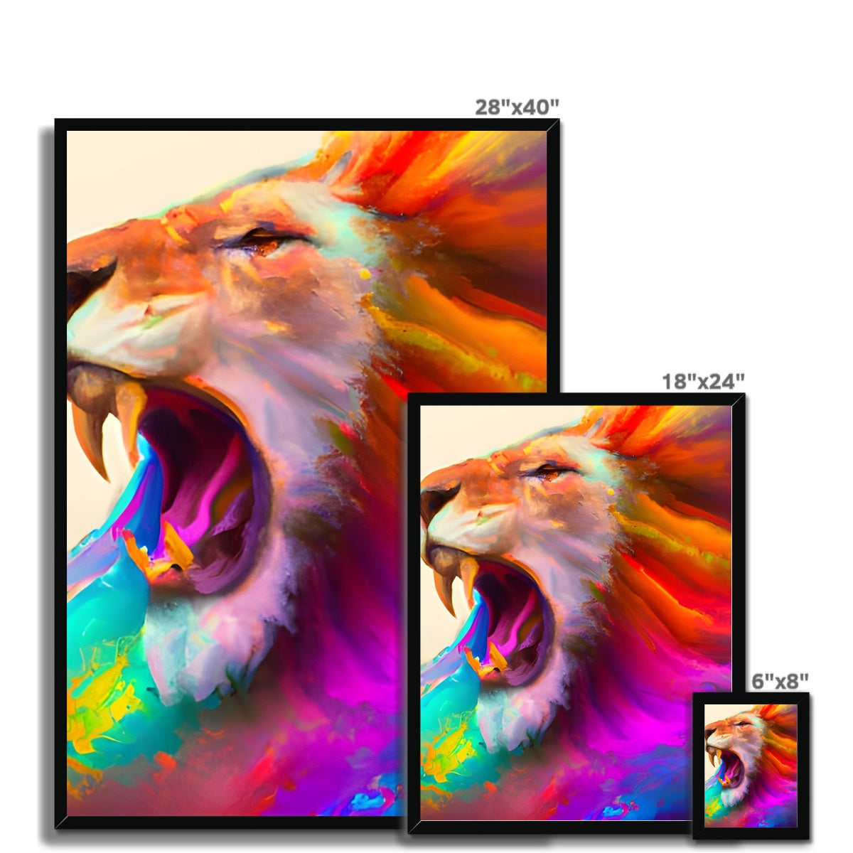 Lion with a Rainbow Mane Framed Print Prodigi