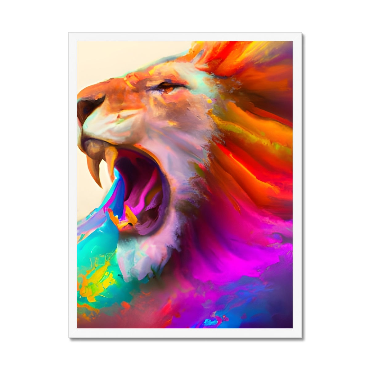 Lion with a Rainbow Mane Framed Print Prodigi