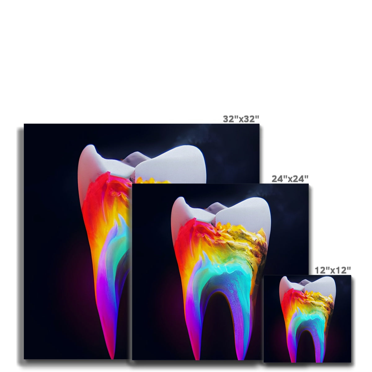 Colours filling a Tooth Canvas Prodigi