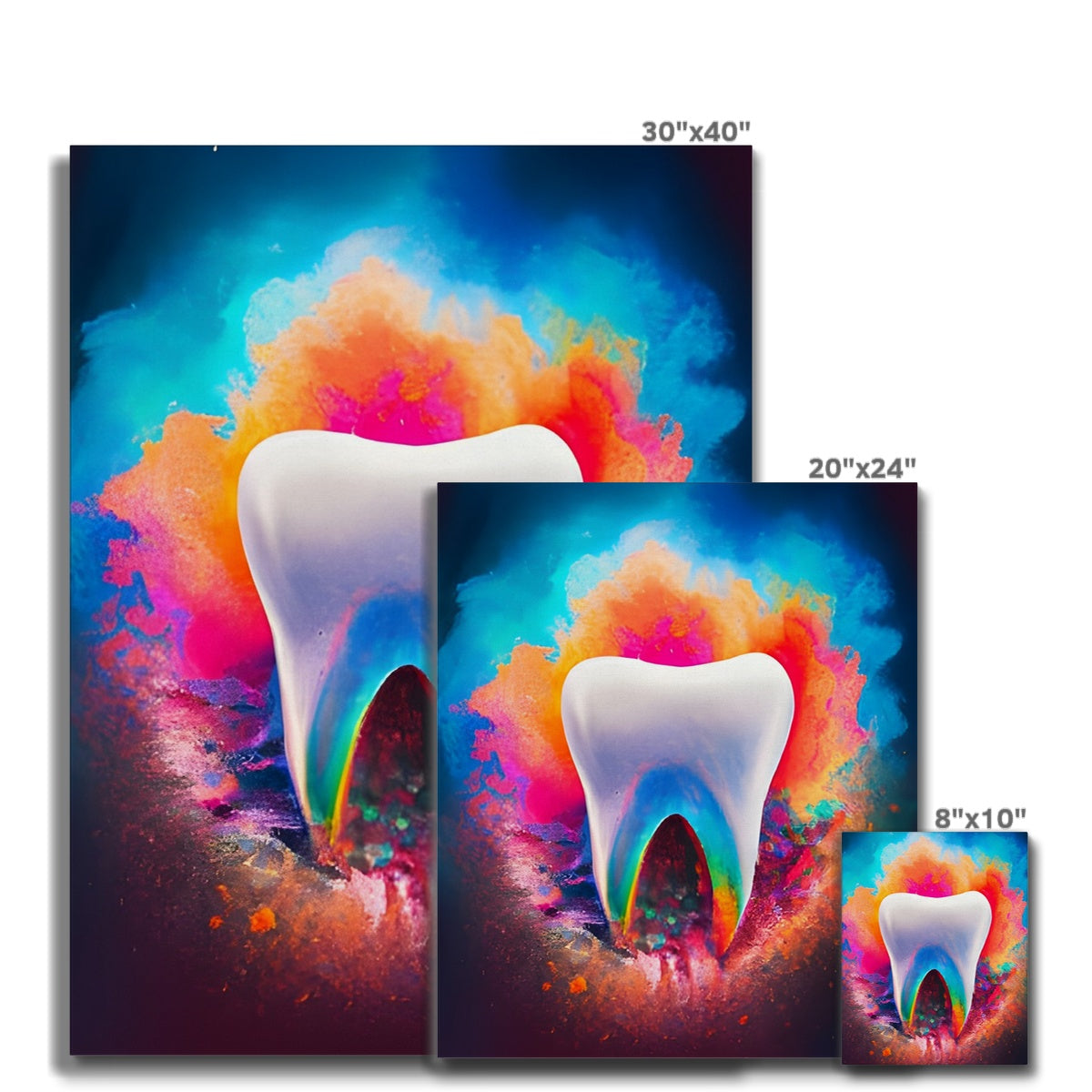 Tooth in Front of a Colour Explosion Canvas Prodigi