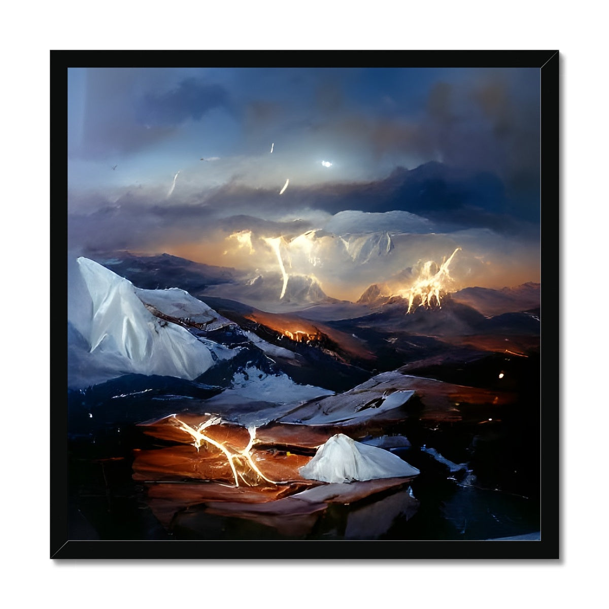 Mountains with Lightning Framed Print Prodigi