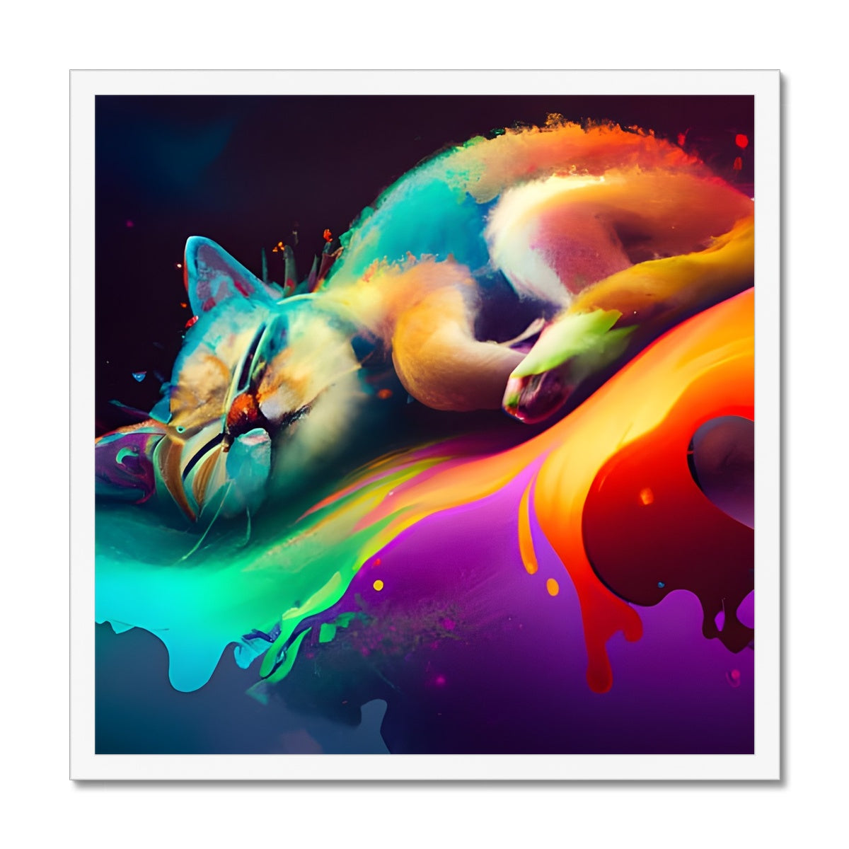 Surfing Lazy Cat Framed Print Prodigi