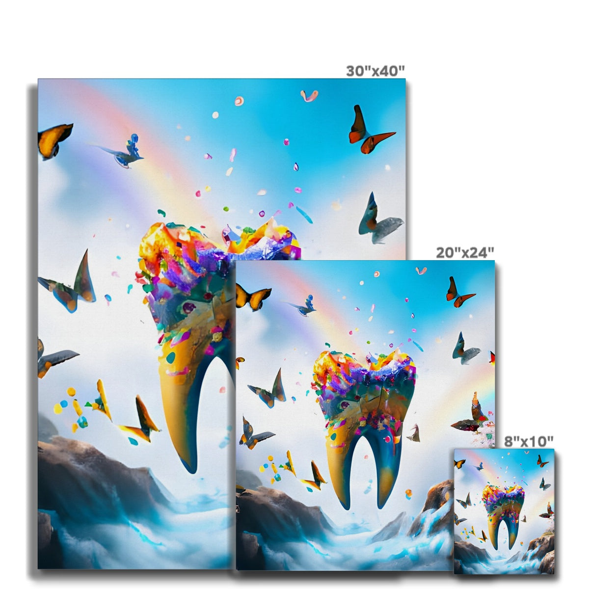 Flying Butterfly Tooth Island Canvas Prodigi