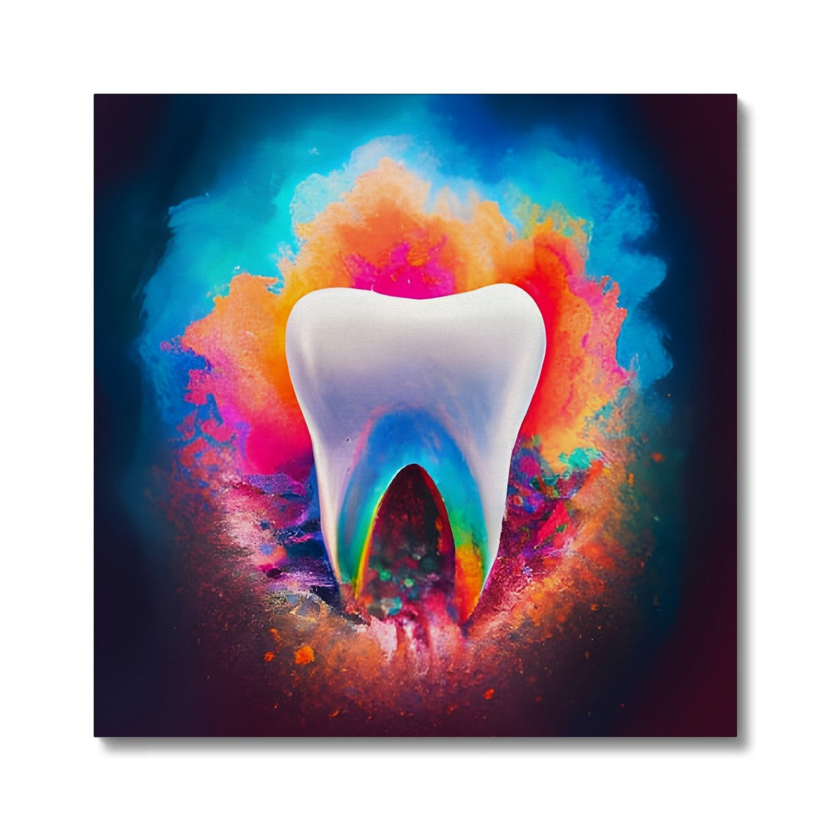 Tooth in Front of a Colour Explosion Canvas Prodigi