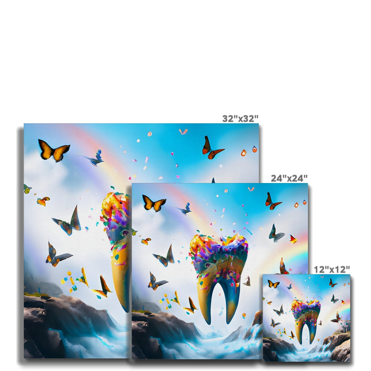 Flying Butterfly Tooth Island Canvas Prodigi