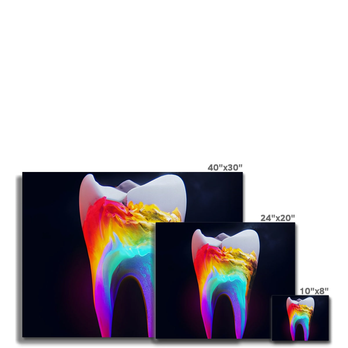 Colours filling a Tooth Canvas Prodigi