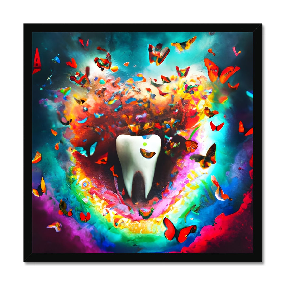 Tooth in Butterfly Storm Framed Print Prodigi