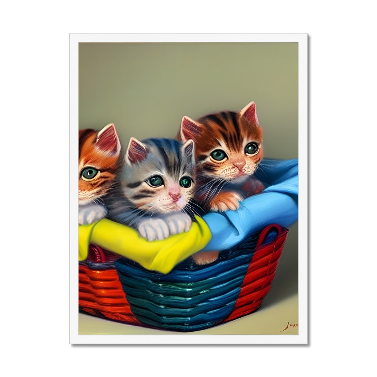 Cute Kittens In A Basket Framed Print Prodigi