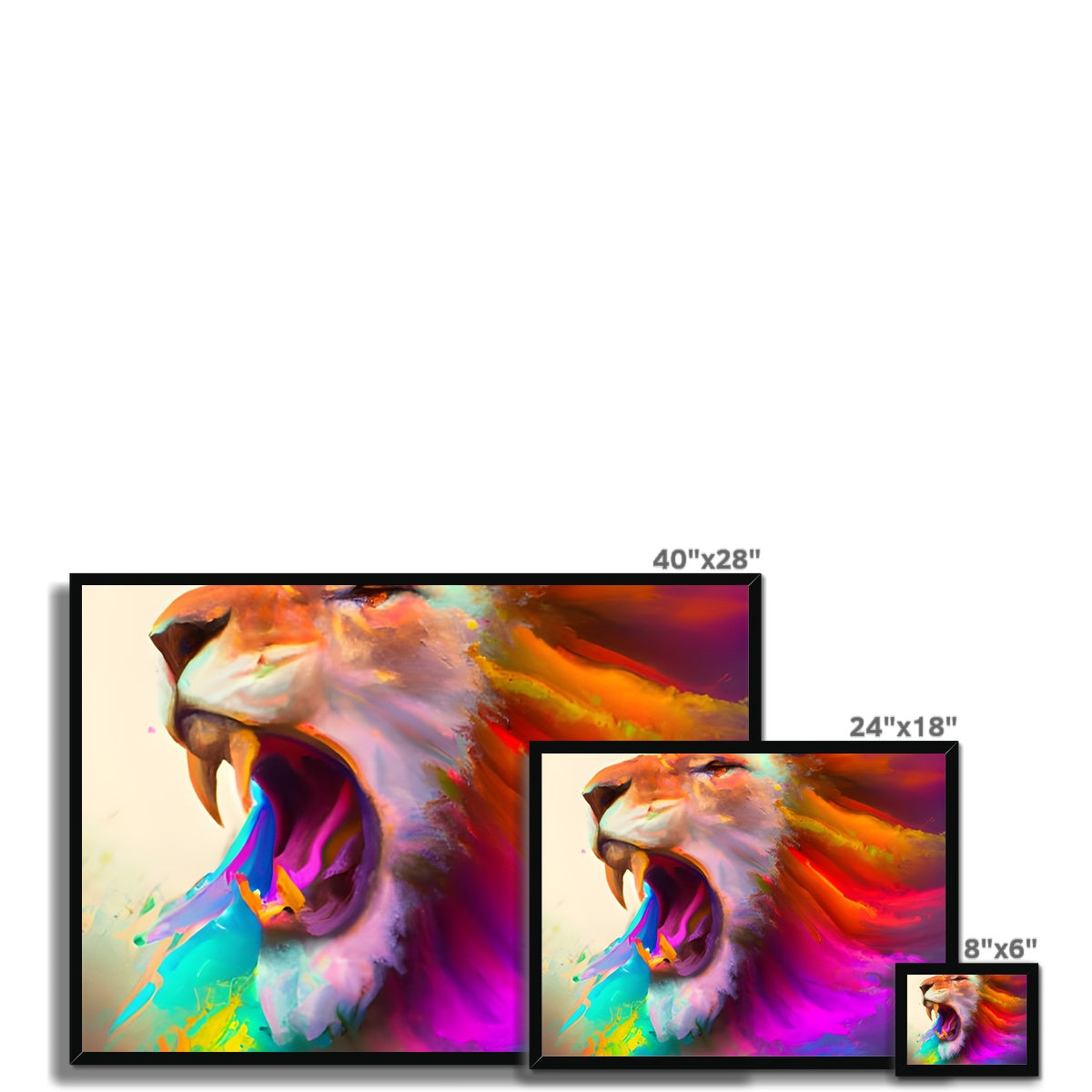 Lion with a Rainbow Mane Framed Print Prodigi