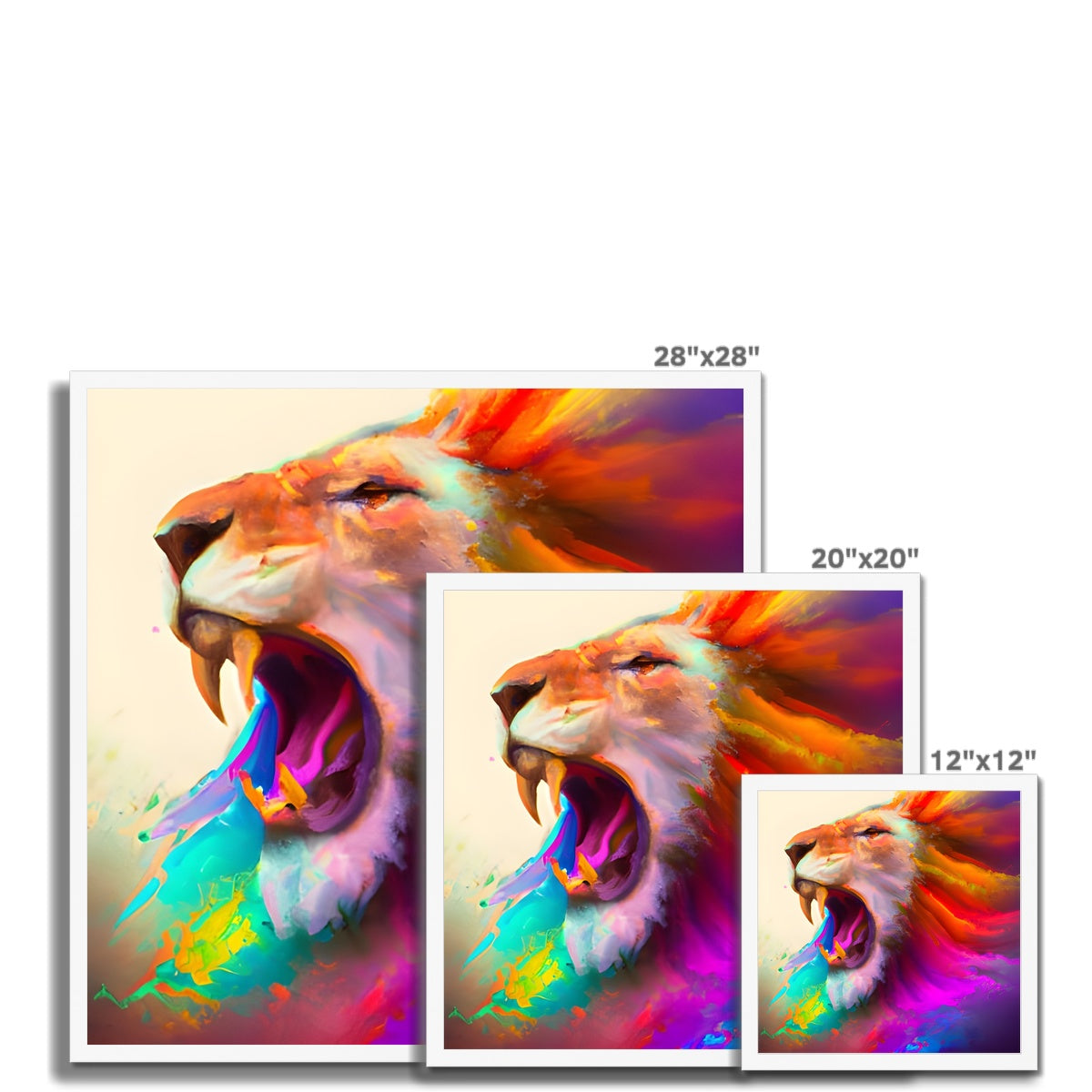 Lion with a Rainbow Mane Framed Print Prodigi