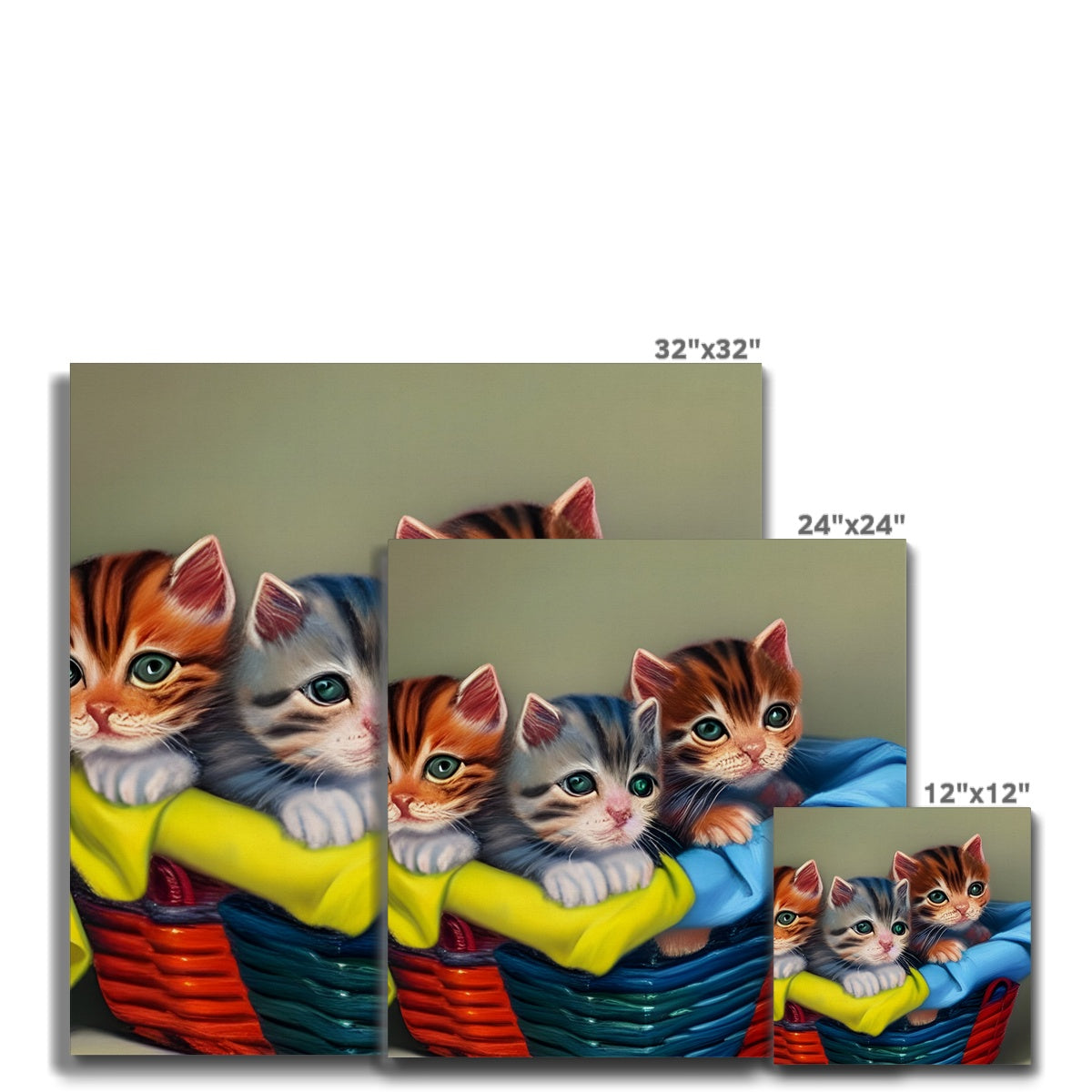 Cute Kittens In A Basket Canvas Prodigi