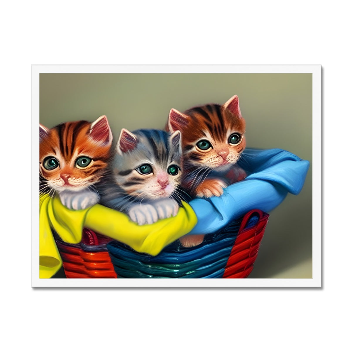 Cute Kittens In A Basket Framed Print Prodigi