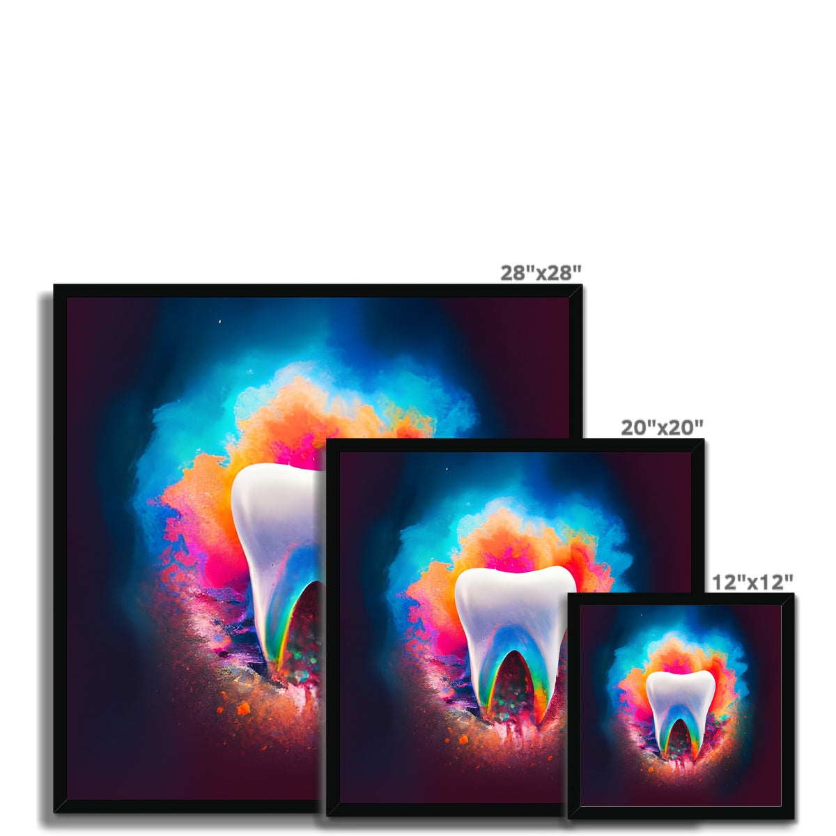 Tooth in Front of a Colour Explosion Framed Print Prodigi