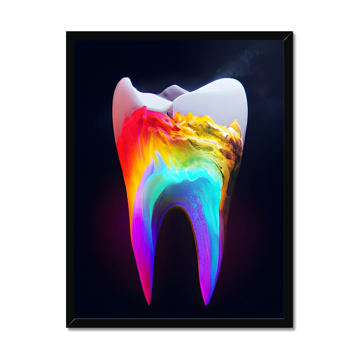 Colours filling a Tooth Framed Print Prodigi