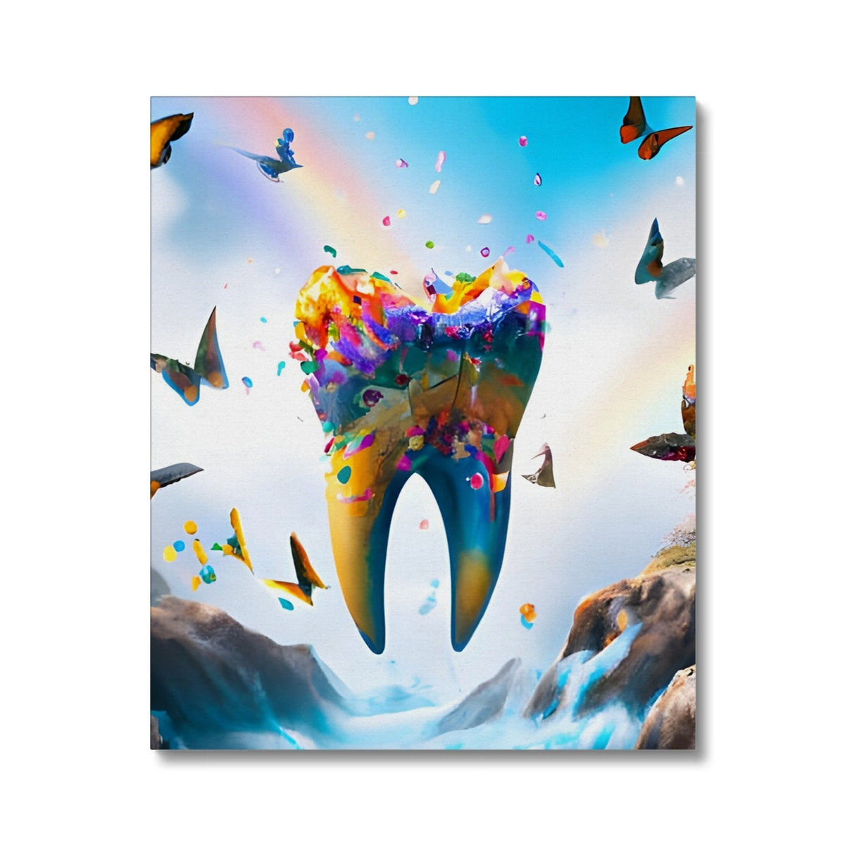 Flying Butterfly Tooth Island Canvas Prodigi