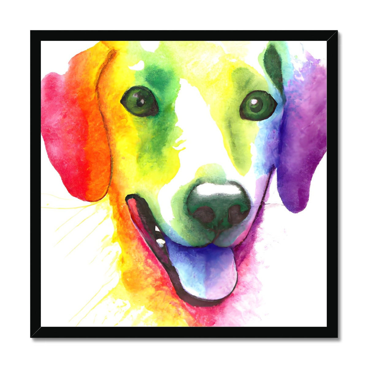 Happy Rainbow Dog Framed Print Prodigi