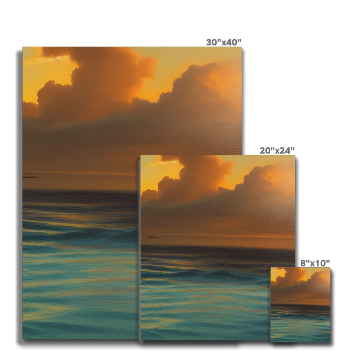 Red Sky Over Turquoise Ocean Canvas Prodigi