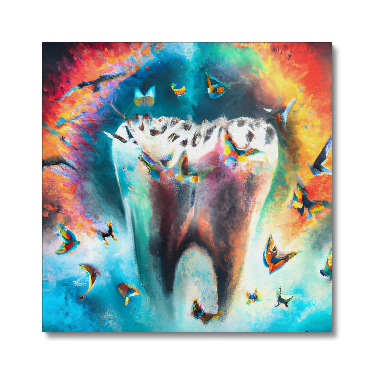 Butterflies excaping from Colour Explosion around a Tooth Canvas Prodigi