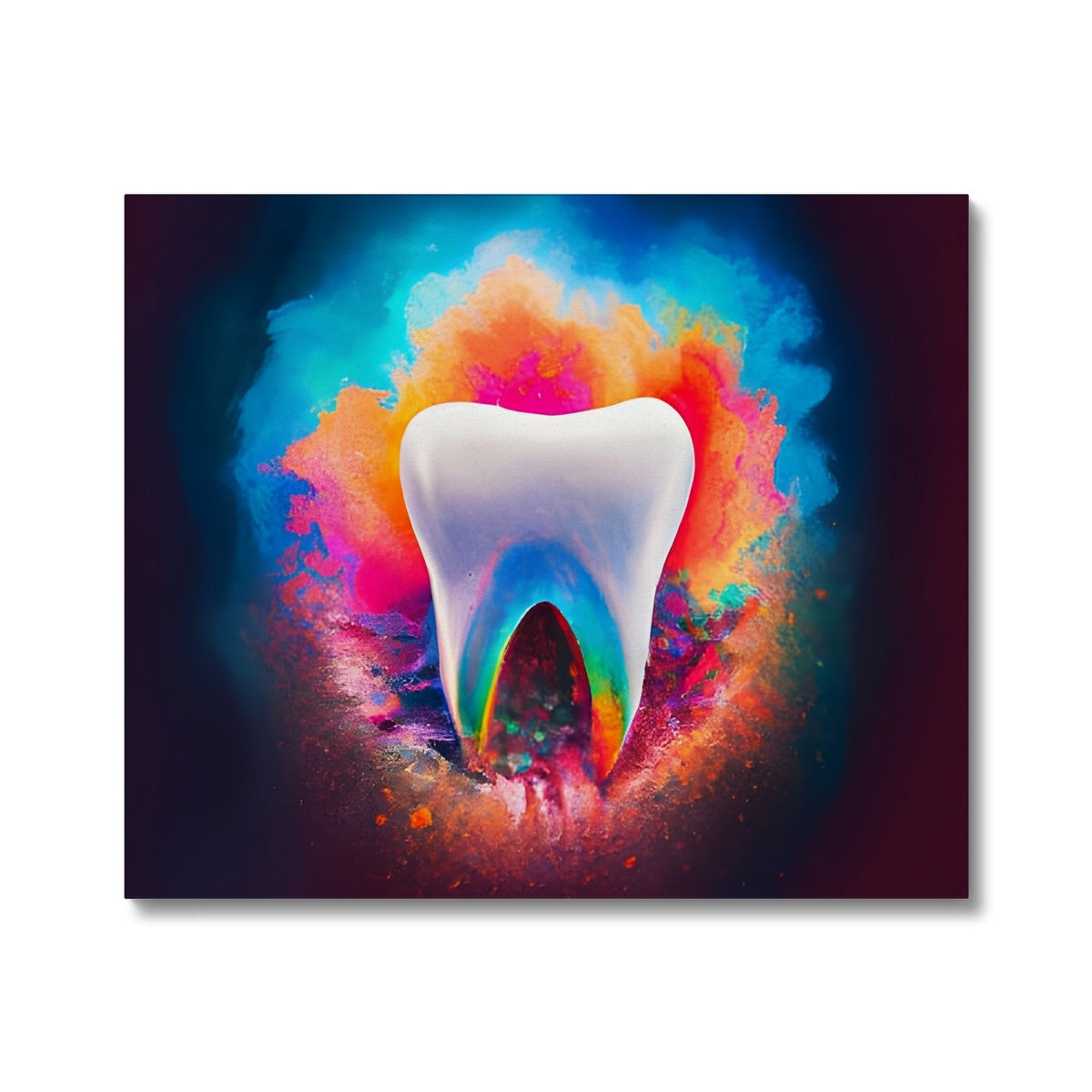 Tooth in Front of a Colour Explosion Canvas Prodigi