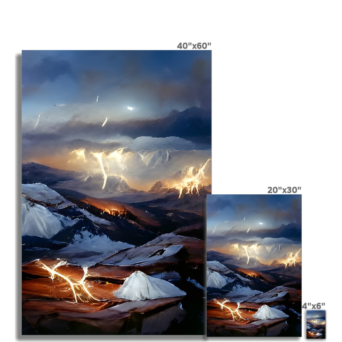 Mountains with Lightning Fine Art Print Prodigi