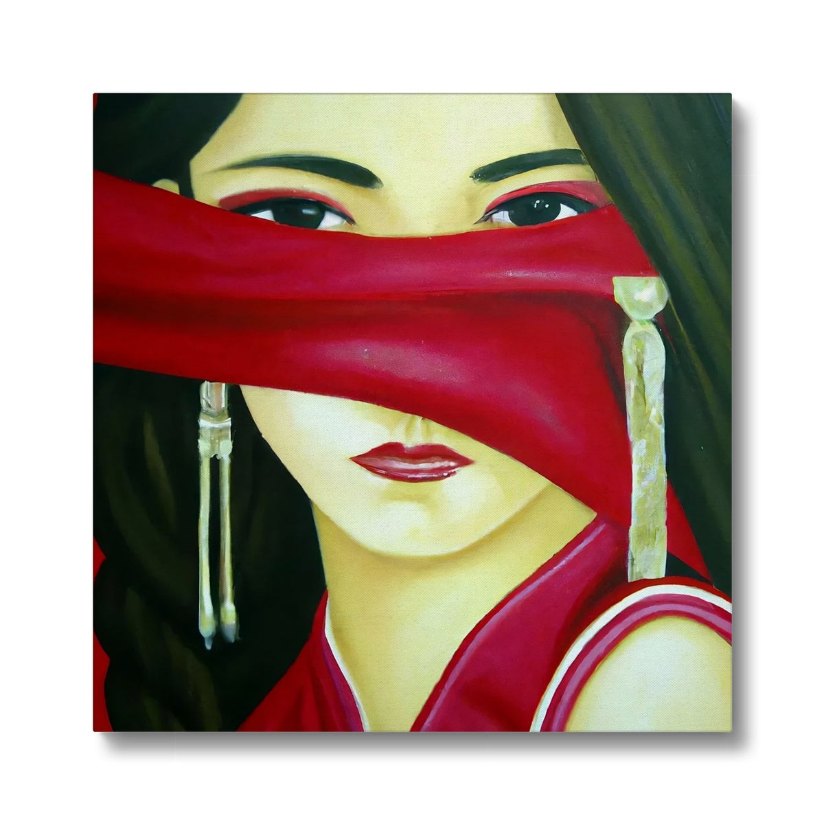 Women behind a Red Cloth Eco Canvas Prodigi