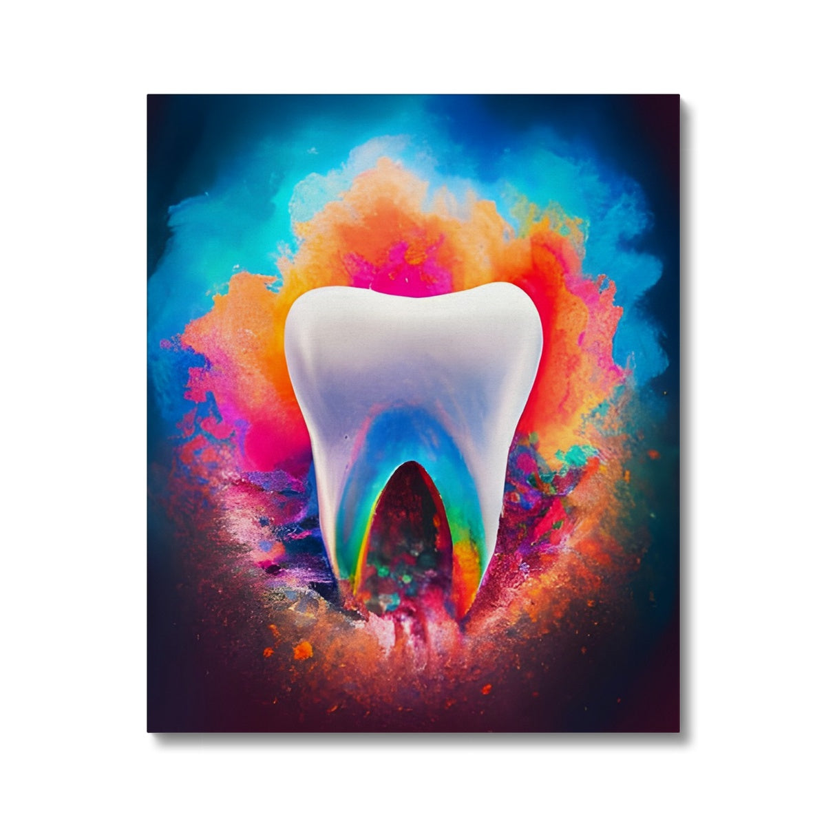 Tooth in Front of a Colour Explosion Canvas Prodigi