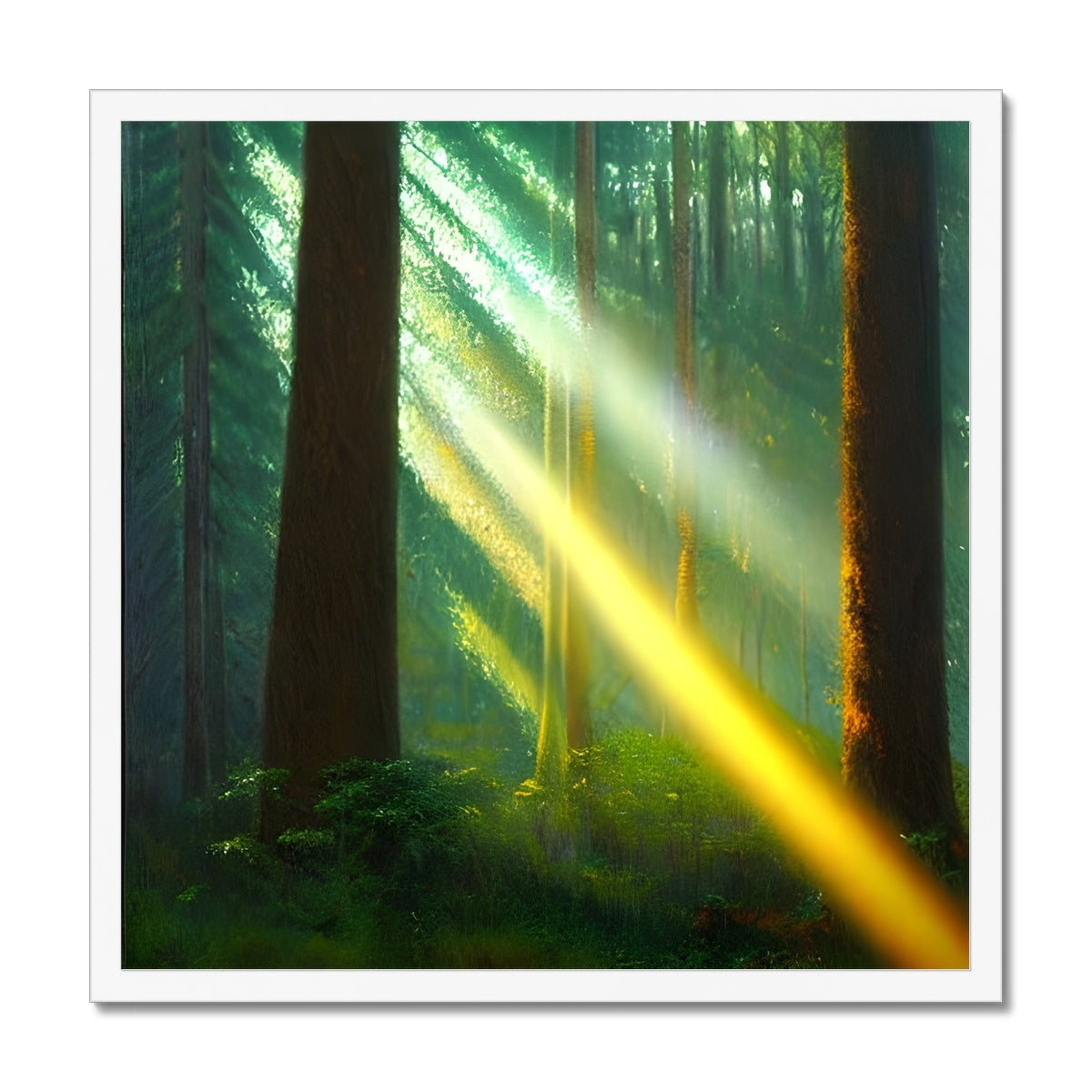 A Ray of Light in the Forest Framed Print Prodigi