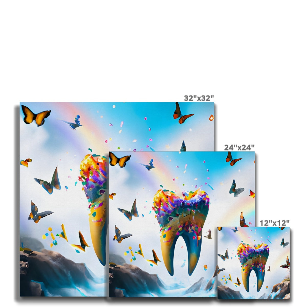 Flying Butterfly Tooth Island Canvas Prodigi