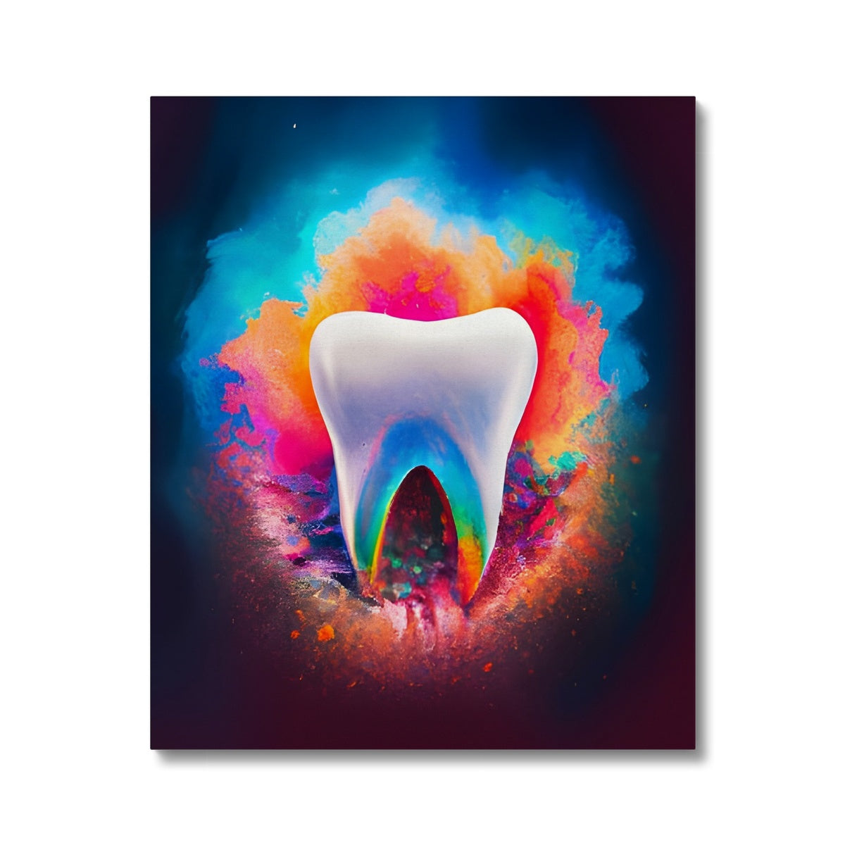 Tooth in Front of a Colour Explosion Canvas Prodigi