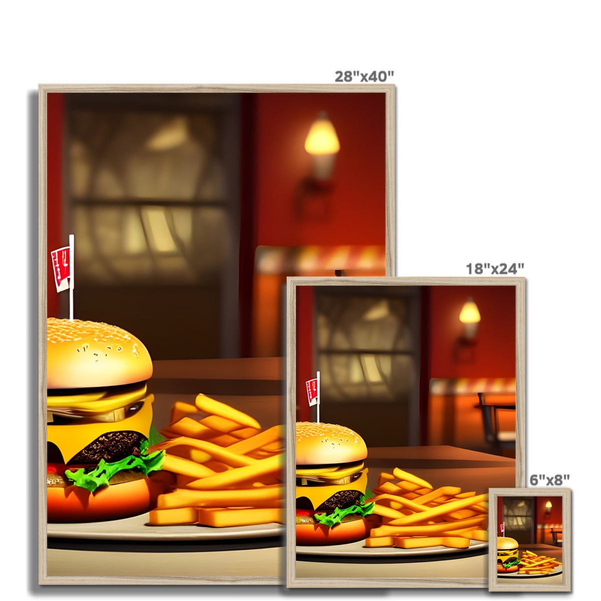 Burger & Fries Combo Framed Print Prodigi