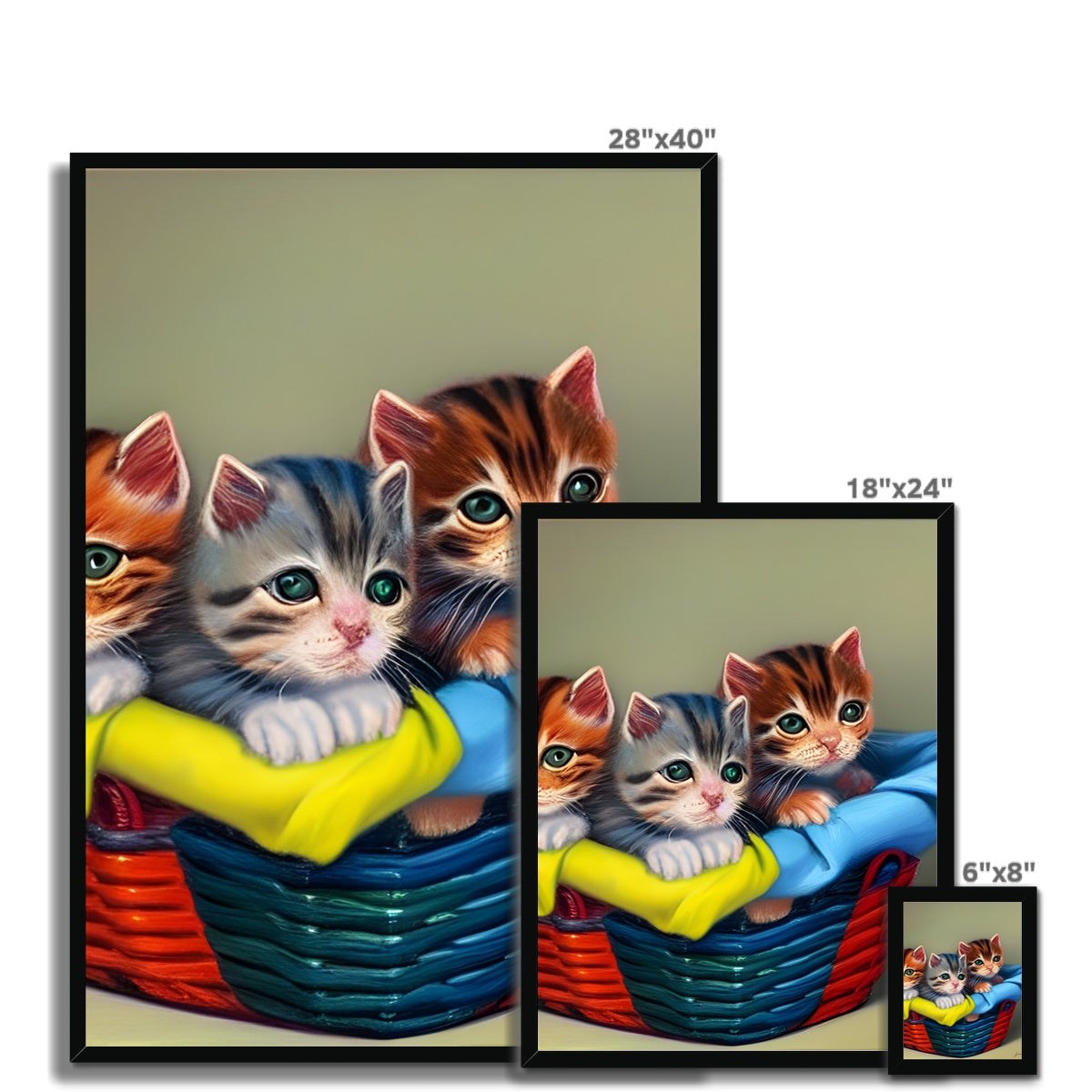 Cute Kittens In A Basket Framed Print Prodigi