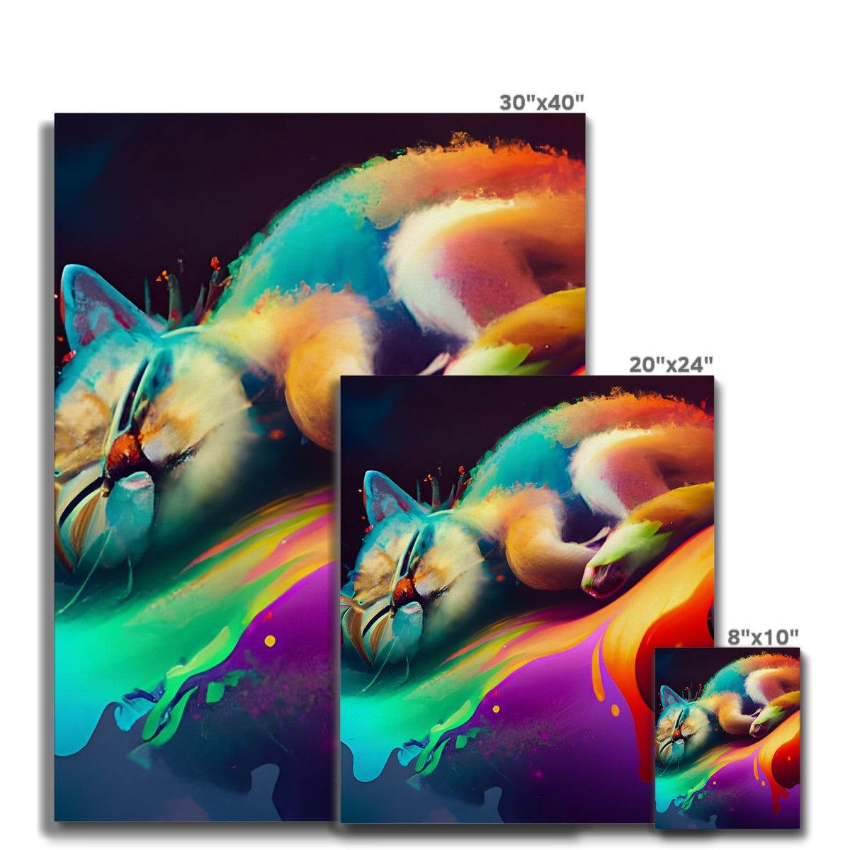 Surfing Lazy Cat Canvas Prodigi