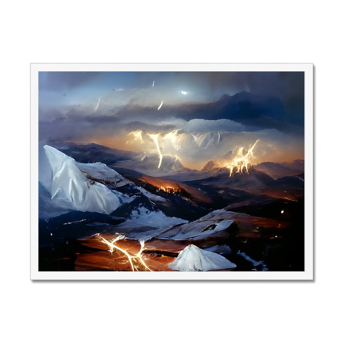 Mountains with Lightning Framed Print Prodigi