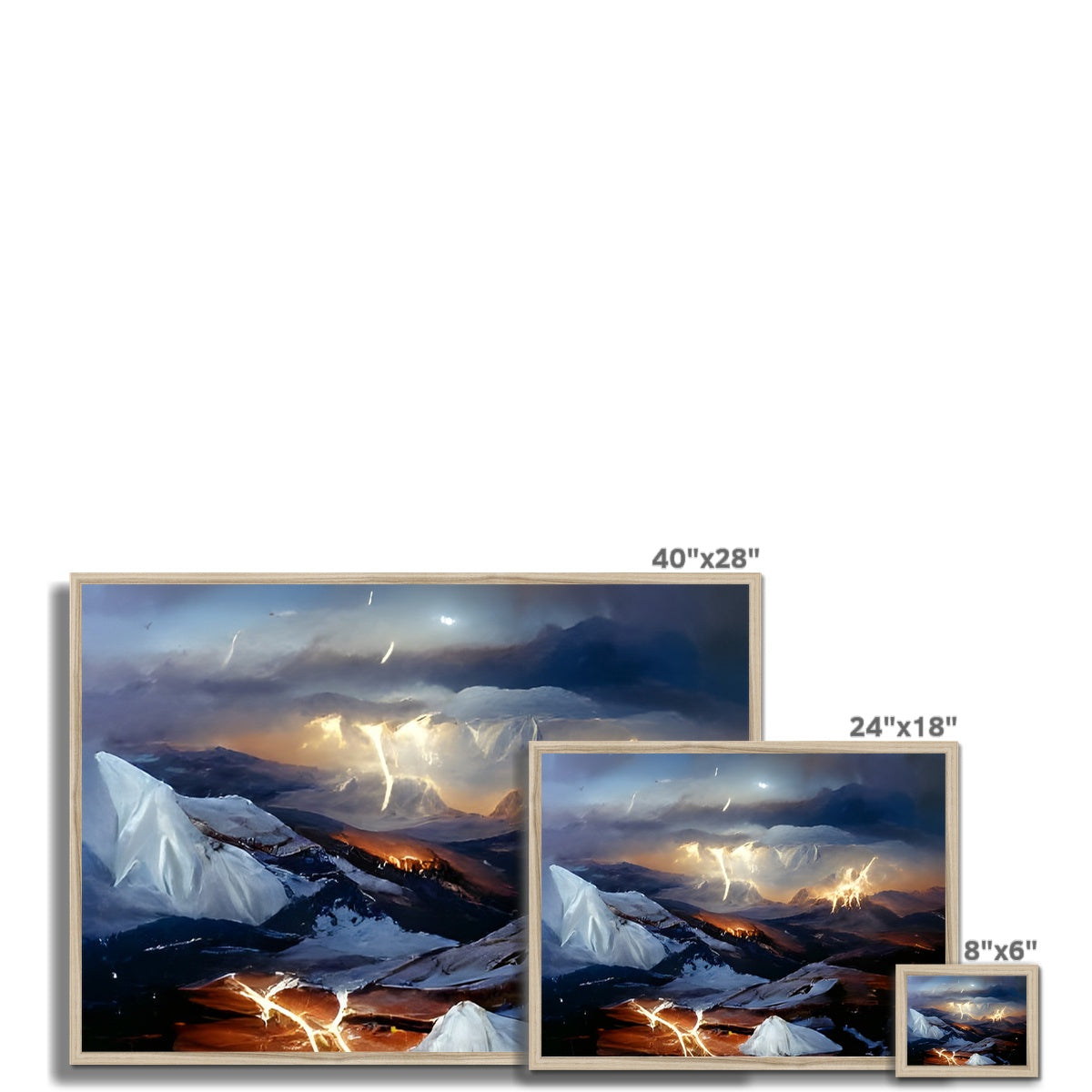 Mountains with Lightning Framed Print Prodigi