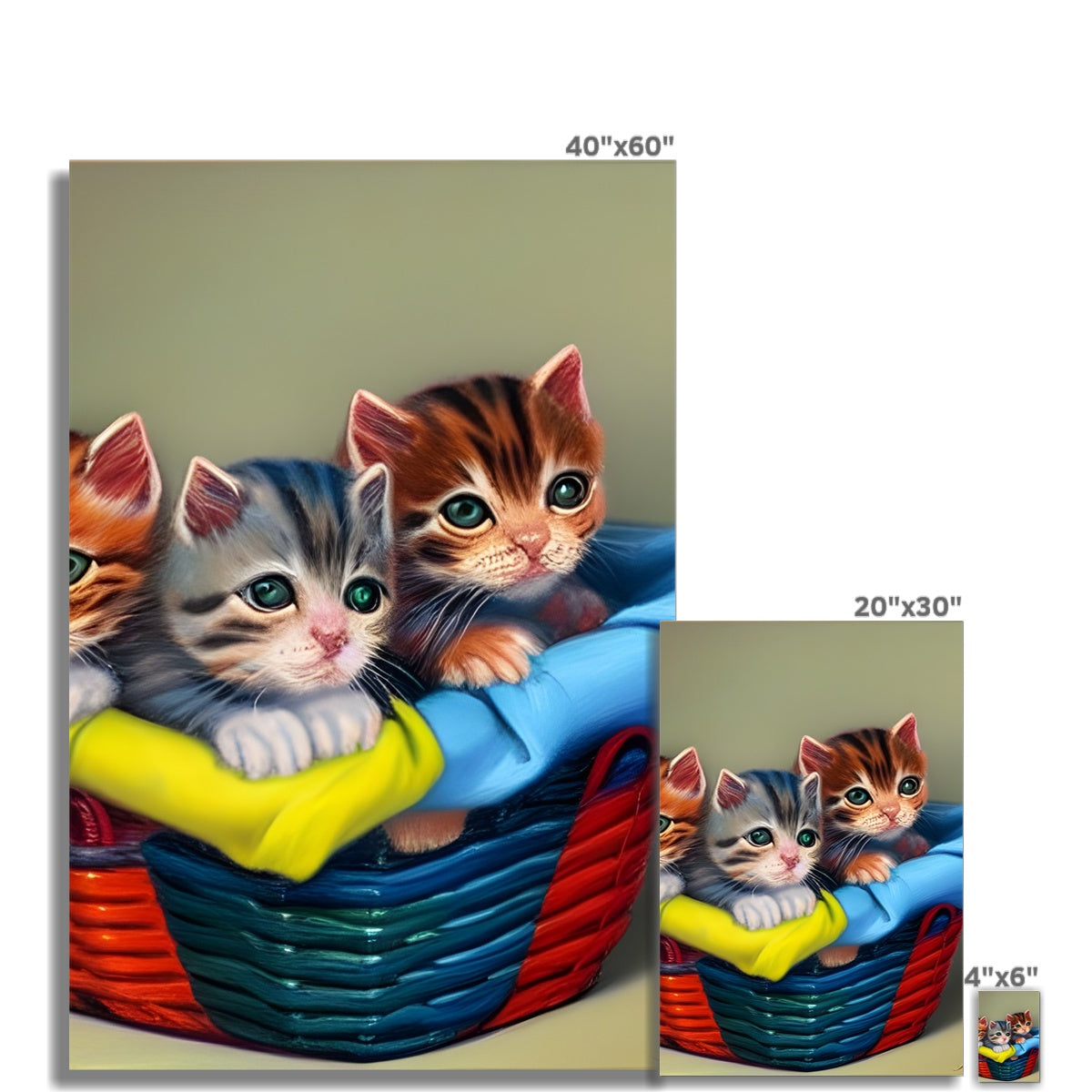 Cute Kittens In A Basket Fine Art Print Prodigi