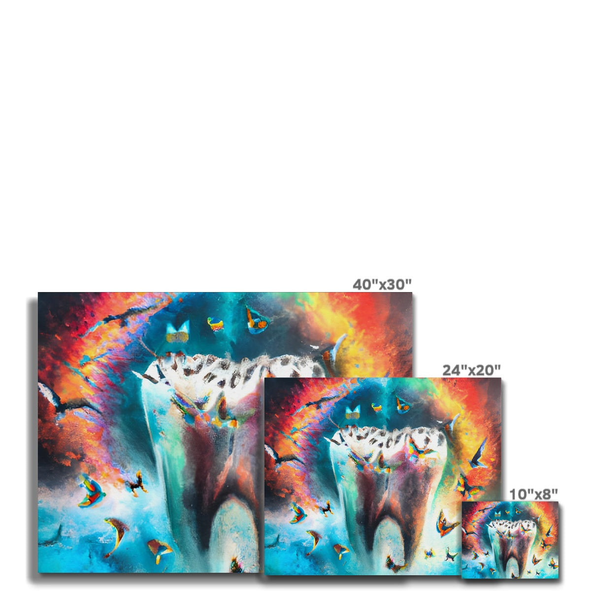 Butterflies excaping from Colour Explosion around a Tooth Canvas Prodigi