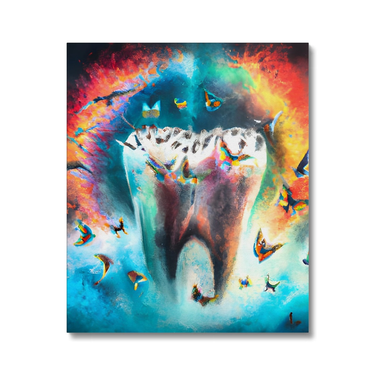 Butterflies excaping from Colour Explosion around a Tooth Canvas Prodigi