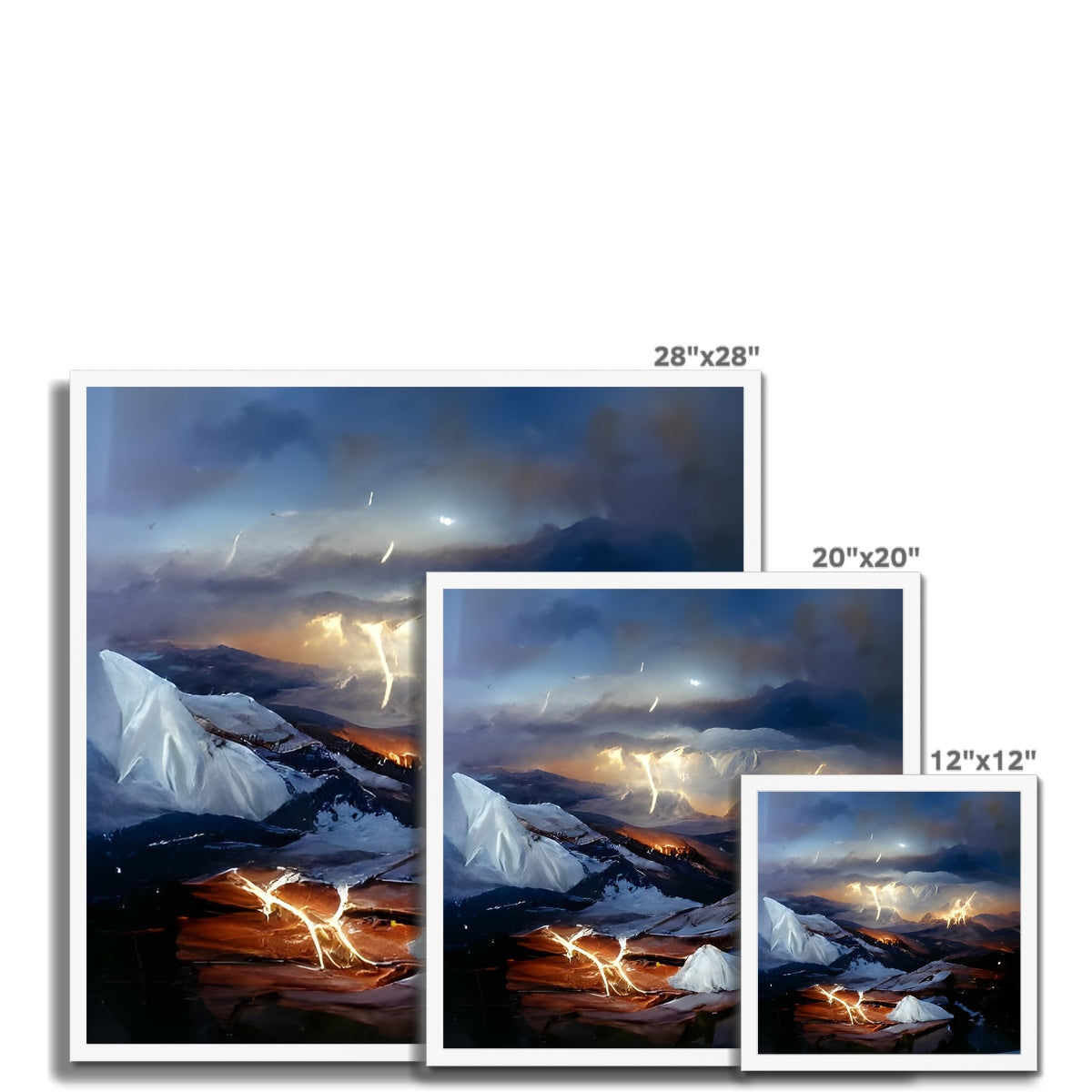 Mountains with Lightning Framed Print Prodigi