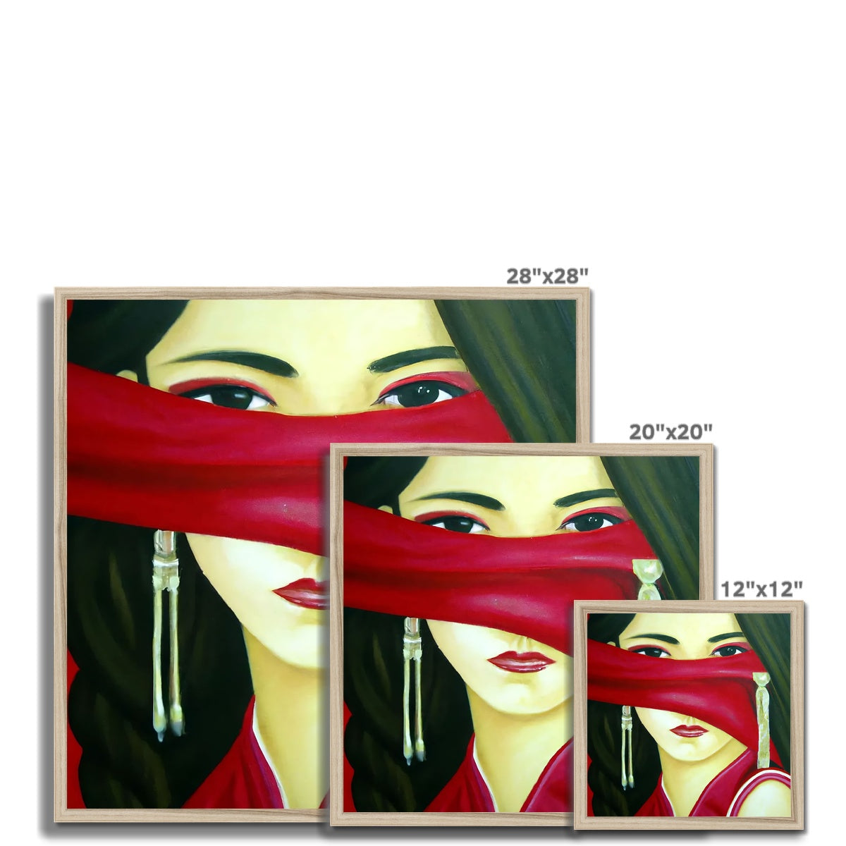 Women behind a Red Cloth Framed Print Prodigi