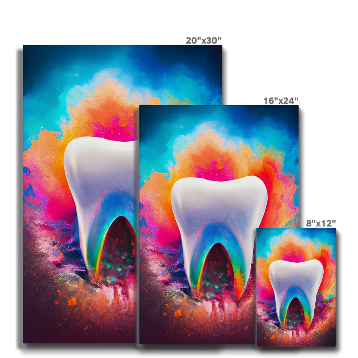 Tooth in Front of a Colour Explosion Eco Canvas Prodigi