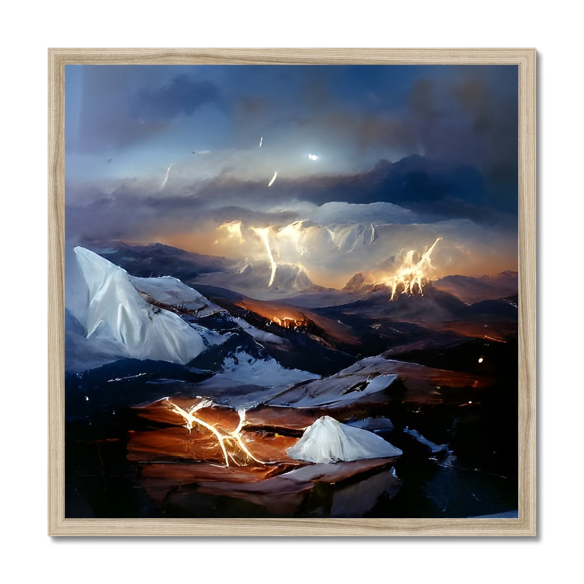 Mountains with Lightning Framed Print Prodigi