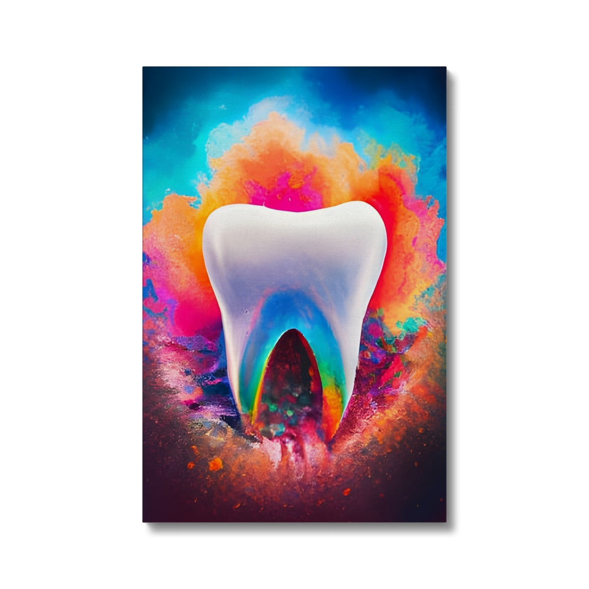 Tooth in Front of a Colour Explosion Eco Canvas Prodigi