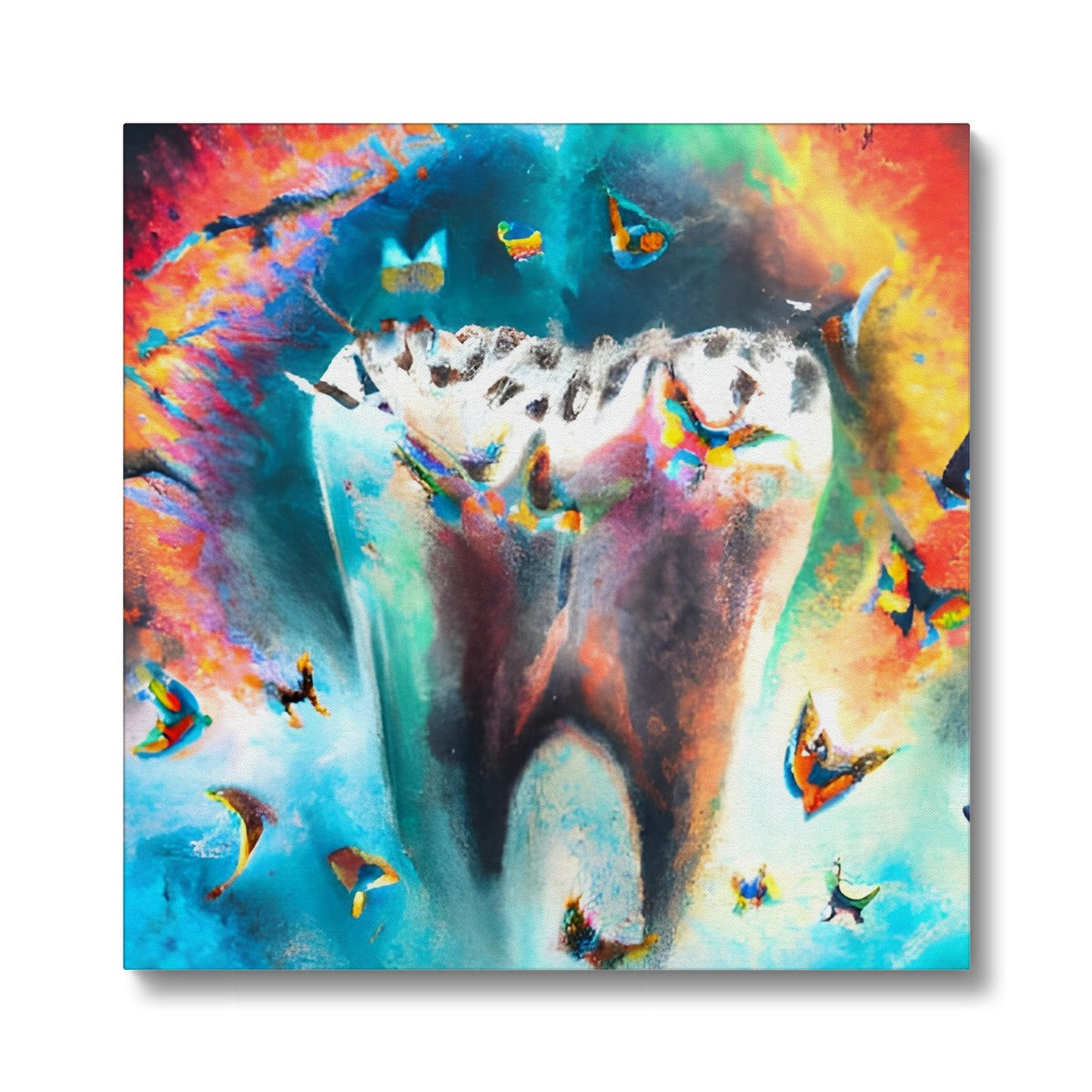 Butterflies excaping from Colour Explosion around a Tooth Eco Canvas Prodigi