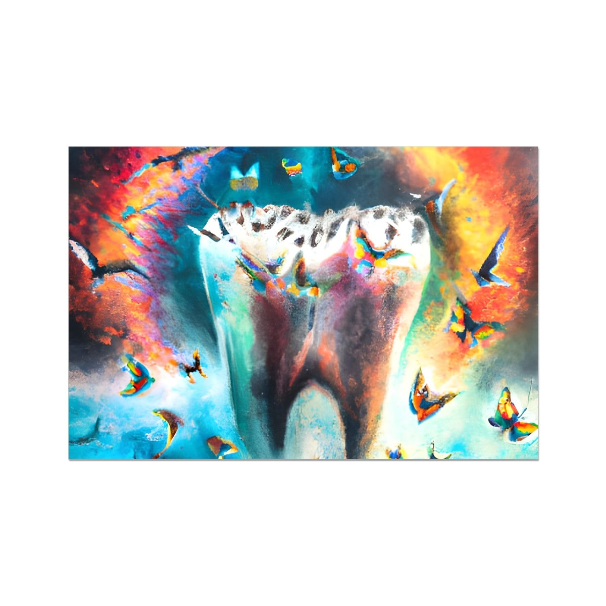 Butterflies excaping from Colour Explosion around a Tooth Fine Art Print Prodigi